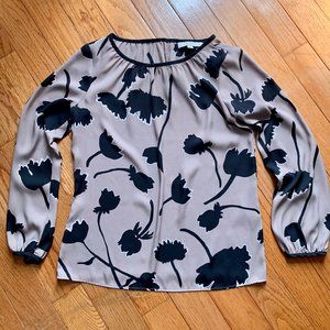 LOFT Floral Chiffon Long-Sleeved Top